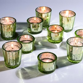Green Votive Candle Holders Set of 20, Wedding Centerpiece Table Decorations,Glass Candle Holders for Home Decor,Tea Light Candle Holder for Table Centerpiece Thanksgiving Christmas Decor (20, Green)