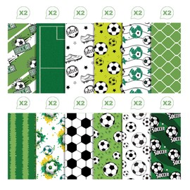 24 Sheet Sports Soccer Scrapbook Paper 12" x 12" Soccer Pattern Paper Sports Scrapbook Paper Soccer Ball Field Scrapbook Paper Double-Sided Sport Decorative Craft Paper Soccer Scrapbook Supplies