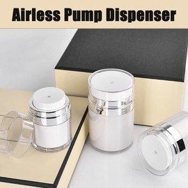50ml Round Airless Pump Cream Container, Refillable Dispenser Cream Empty Jars, Plastic Cream for Lip Balm Sample