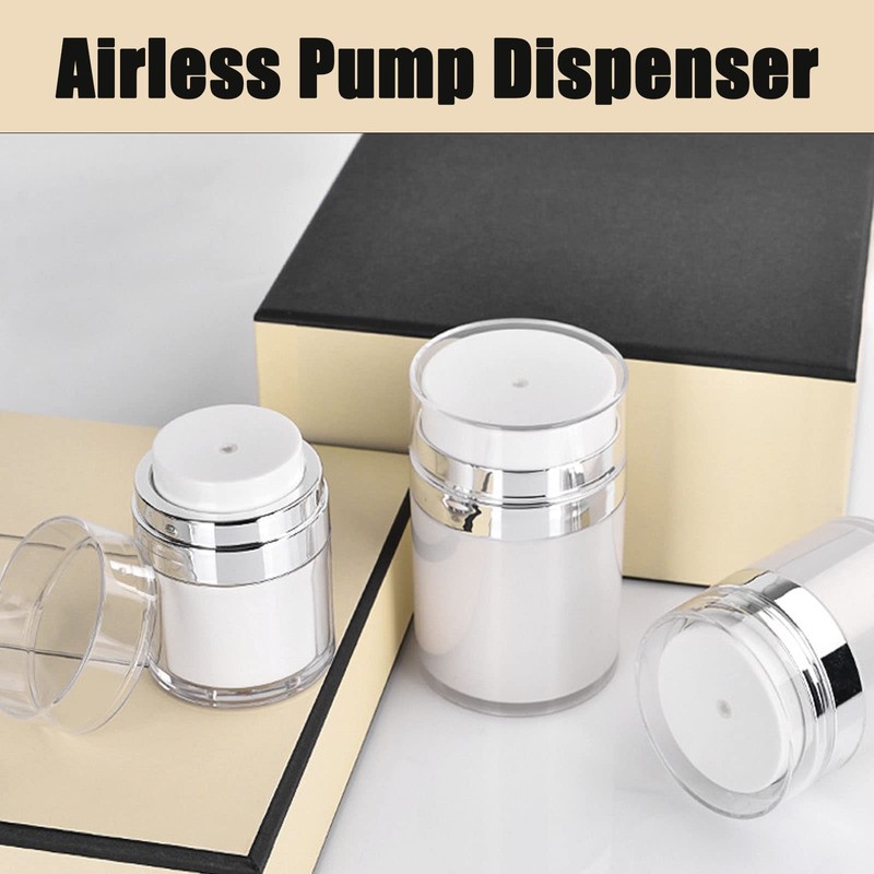 50ml Round Airless Pump Cream Container, Refillable Dispenser Cream Empty