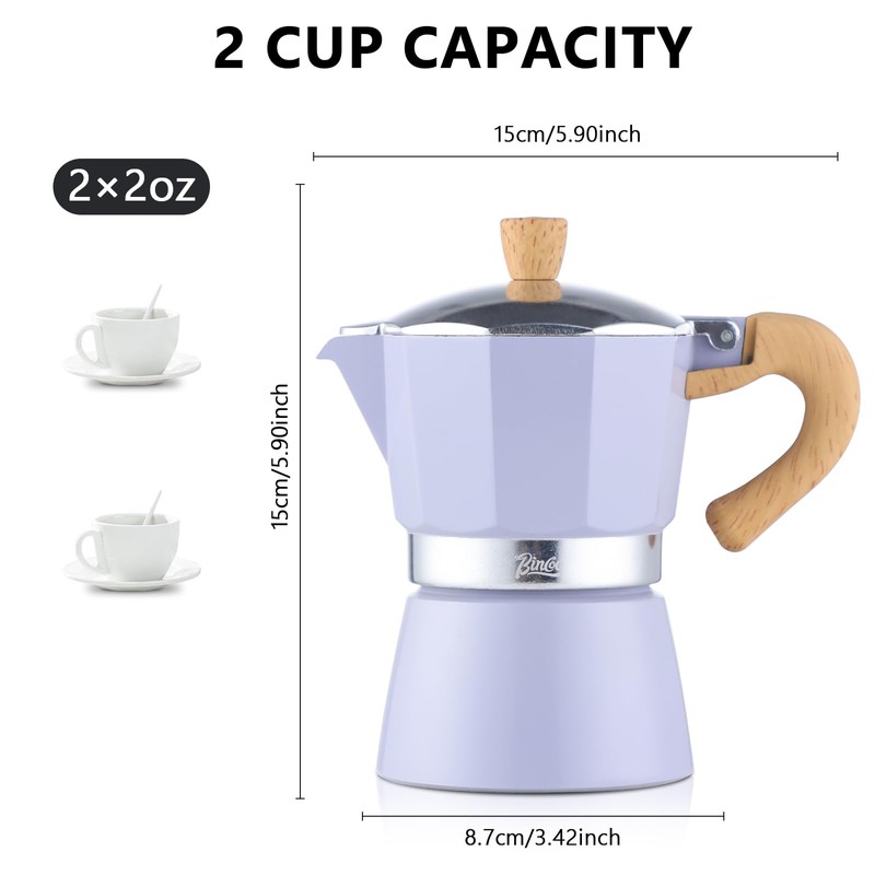 Bincoo Cute Espresso Maker Stovetop - Small Moka Pot 2