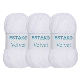 Estako Velvet (Paquete de 3 madejas) - Manta de felpilla amigurumi para ganchillo y tejer súper voluminosa, 3 x 100 gr (3 x 132 yardas) (1110 - Blanco)