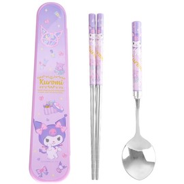 Kuromi Chopsticks & Spoon Flatware Tableware Set with Case, 3 pieces