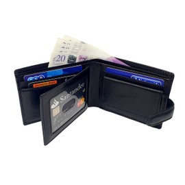 STARHIDE Mens RFID Blocking Genuine VT Leather Credit Cards Coins Holder Wallet 835 (Black)