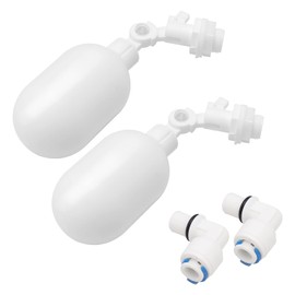 Pxyelec 2 Pcs Float Ball Valve, Adjustable Water Purifiers Float Valve with 2 Pcs 9.5mm to 6.5mm Ball Valve, for Water Tank Aquariums Aquaculture Water Level Control(Top Install)