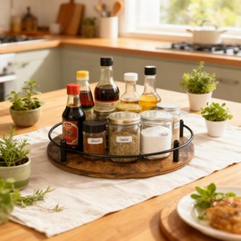 Afyinchd Lazy Susan Spice Rack Organizer - Rotating Turntable Height Adjustable for Kitchen Countertop Cabinet Pantry Seasoning Storage