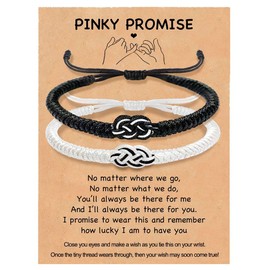 SKIRIFLA Couple Gifts Ideas Matching Couples Bracelets Pinky Promise Distance Relationship His Hers Cute Stuff Birthday Christmas Valentines Day Gifts for Him Her Boyfriend Girlfriend Men Women BF-2