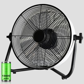 Rechargeable Battery Operated Drum Fan, Portable Outdoor Hurricane Emergency 7-47H Large Battery 12" Floor Fan Hi-Velocity Low Noise Cordless, Watching Event Camping Travel Indoor Home Patio