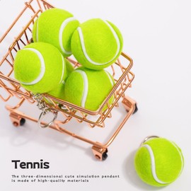 CAOXIAN Mini Tennis Ball Keychain Keyring Car Key Ring Sport Key Chain Tennis Ball Keyrings Bag Pendants for Sport Lovers Kids Party Favors
