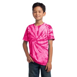 Port & Company Boys' Essential Tie Dye Tee XS Pink