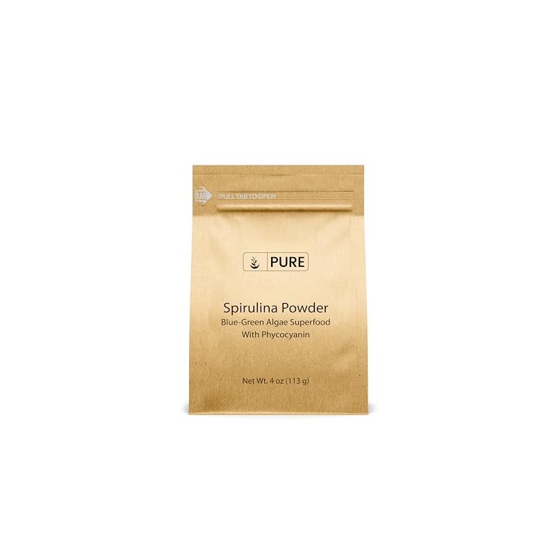 PURE ORIGINAL INGREDIENTS Spirulina Powder (4 oz) Green Algae Superfood