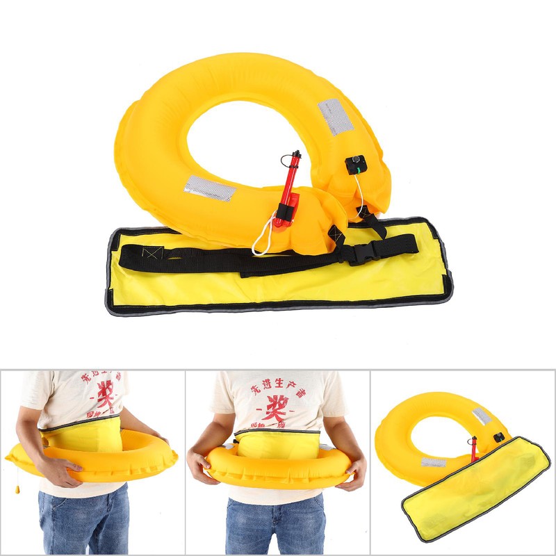 Adjustable Inflatable Life Jacket Belt With Reflective Tapes and Whistle(Yellow)