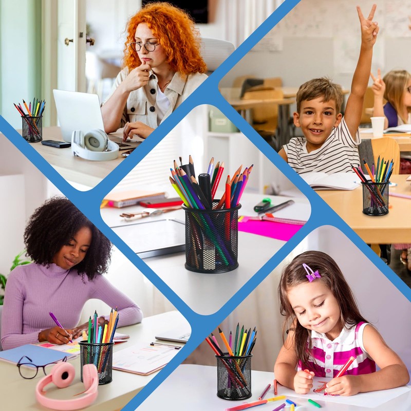 AUUTI 2 Pack Black Pencil Cup - Wire Mesh Pen