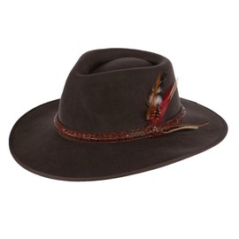 Outback Trading 1109 Unisex Santa Fe UPF 50 Water-Resistant Satin-Lined Western-Style Wool Hat, Khaki, 7 3/8