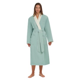 MONARCH Combed Cotton Terry Lined Microfiber Bath Robe for Women or Men - Super Soft, Durable Luxury Spa, Resort & Hotel Bathrobe, Generously Sized (Unisex) Cypress