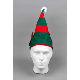 SHATCHI 3pcs Christmas Elf Hat with Ears Xmas Santa Helper Hat Red and Green Xmas Fancy Dress Pom Party Costume Accessories One Size Adult Polyester