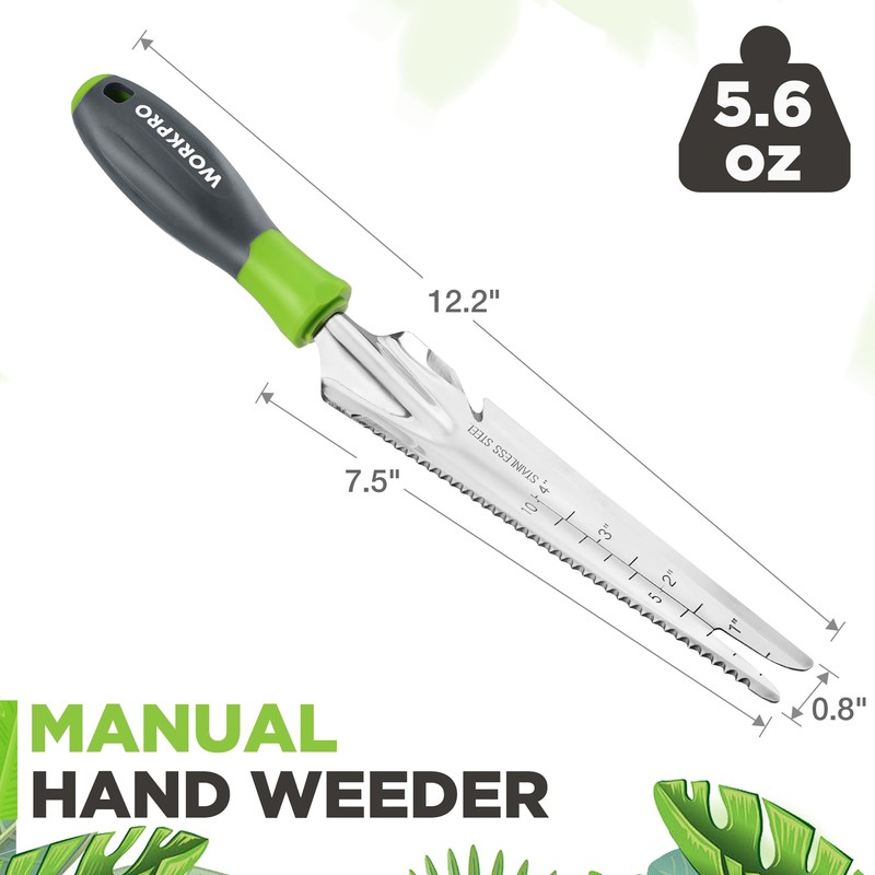 WORKPRO Hand Weeder Puller, 5-in-1 Stainless Steel Garden Trowel with