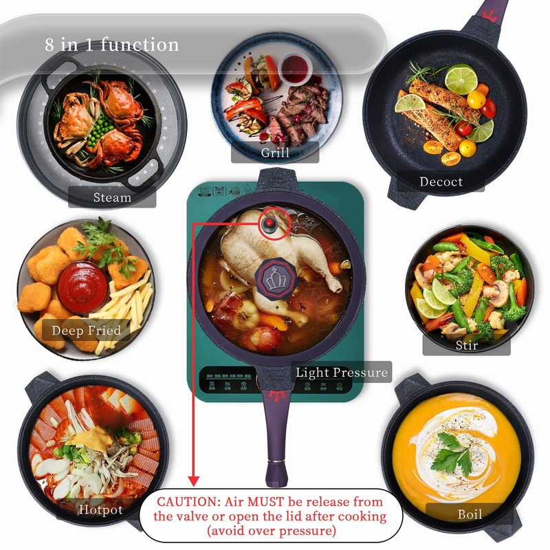 TIBORANG 8 in 1 Multipurpose 11 Inch 5 Qt Frying