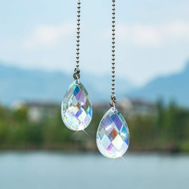 2 piezas de cristal AB revestimiento de ventilador de techo, extensor de cadena prisma gota regalos
