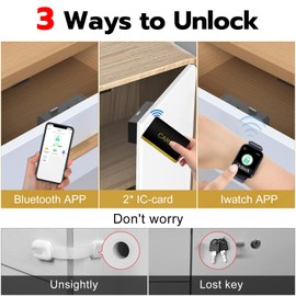 Eseesmart Smart Cabinet Lock, Hidden RFID Keyless Electronic Bluetooth Drawer Locks, Baby Proofing Child Safety Cabinet Locks for Liquor Cabinet Locker Drawer Cupboard Desk Dresser Adults