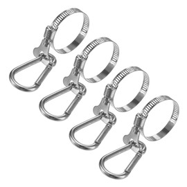 M METERXITY 4-Pack Flag Pole Rings 0.8-1.7 Inches, Adjustable Flag Pole Clips W Flagpole Clamp to Hold Flag, Stainless Steel Flagpole Clips Grommet Rings for Garden/Boat/Vehicle/Yacht