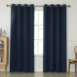 KEQIAOSUOCAI Navy Blue Blackout Curtains 84 Inches Long for Lving Room - Grommets Room Darkening Thermal Insulated Curtain Set Drapes for Bedroom, Navy, 52W x 84L, 2 Panels