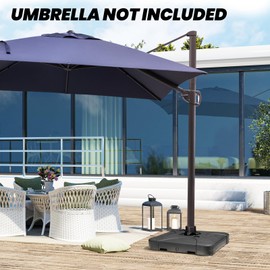 Crestlive Products Square Patio Offset Umbrella Base, Sand/Water Fully Filled 150LBS, Heavy Duty Umbrella Stand for Deck, Outdoor, Lawn, Garden (Black)