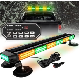 26inch 126 LED Emergency Rooftop Strobe Light Bar Controller Double-Sided Amber Flashing Light for OLIVER Fitment WorkLight Color: Green/amber, Rated Power: 126, Beam Angle: Spot