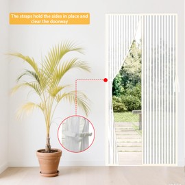 Cascovll Magnetic Screen Door,Heavy Duty Self-Sealing Fly Mesh,with Powerful Magnets & Full Frame Magic Tape No Gap,Lets Fresh Air in (with Stay Open Buckles,80×200cm,White)