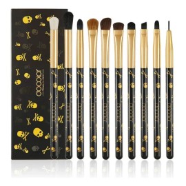 Set De Brochas De Maquillaje De Ojos Docolor, 10 Unidades, Negro,Kit De 10 BrochasProfesionalSombras Pincel De Ojos para Cejas,Difuminar,Angulada...  