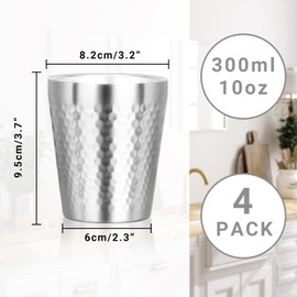Offiper Stainless Steel Cups Double Wall, 10 oz Insulated Tumbler, 4 Pack Unbreakable Stackable Water Tumblers Vacuum Insulated Metal Cup Premium Drinking Glasses for Travel Camping Home Outdoor