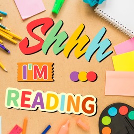 Wooden Kids Read Signs Colorful Reads Room Wall Stickers Peel and Stick Reading Nook Decor for Classroom Shhh I'm Reading Corner Wall Art for Toddlers Boys Girls Playroom Library School Accessories