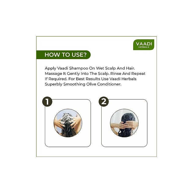Vaadi Herbals Champú Herbal Totalmente Natural, Apto Para Todo Tipo
