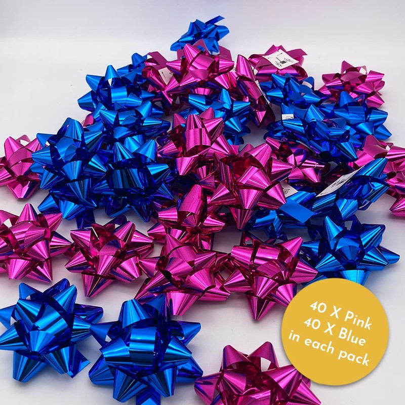 Kissymix 5cm Medium Metallic Bows Set of 80 Blue &