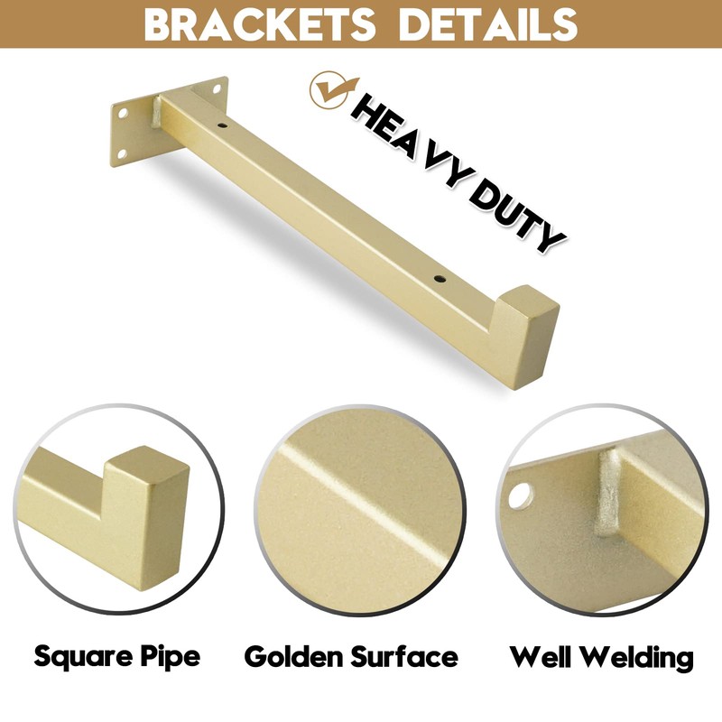 AddGrace Shelf Bracket 4pcs Industrial Black Bracket Heavy Duty Floating