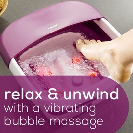 Beurer Foot Spa with Vibration and Bubble Massage | Collapsible Foot Bath with Removable Pumice Stone, Water Tempering Function | Pedicure Foot Spa, FB30