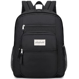 abshoo Big Student Backpack for School Water Resistant Lightweight College Bookbag Travel Backpack (Black)