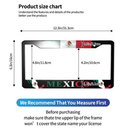 Mexican Flag License Plate Frame - Map Mexico Flag License Plate Covers Aluminum Metal Cute Auto Car Tag Holder with 2 Holes Equipped with Screws for Men Women