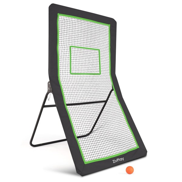 Lacrosse Rebounder for Backyard Rebounder Lacrosse 4 x 7ft Volleyball Bounce Back Net with Ground Stakes Lacrosse Ball and Neon Target to Practice Lacrosse Volleyball Baseball and Soccer Rebound