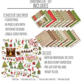 Die Cuts & Paper Set - Christmas Eve - By Miss Kate Cuttables - 16 Sheets of 12"x12" Specialty Paper & OVER 60 Coordinating Die Cuts - Exclusive Original Matching SET