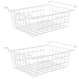 Orgneas 16.5" Chest Freezer Organizer Bins Deep Freezer Basket Storage Rack Bins Metal Wire Baskets Large Size 2Pcs