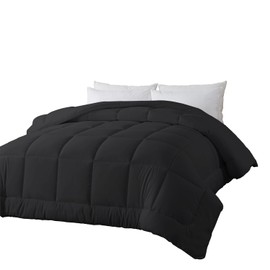BedTreat Down Alternative Comforter Queen Duvet Insert with Corner Tabs, All Season Quilted Bed Comforter Box-Stitched Queen Comforter Black，Machine Washable Microfiber Bedding