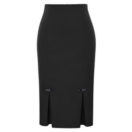 Belle Poque Stretchy Skirts for Women High Waisted 2024 Fall Casual Dressy Business Work Mid Length Black Skirt M