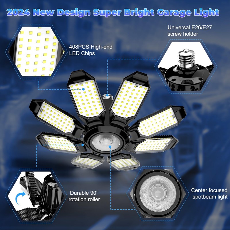 Garage Lights - Super Bright 25000LM Garage Lights Ceiling Led