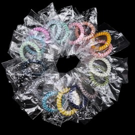 18Pcs Coclorful Spiral Hair Ties for Women,Individually Wrapped Coil Hair Tie,Phone Cord Hair Tie for Thin Hair Elastics No Damage,Ponytail Holder for Thick Hair,No Crease Hair Tie (18, Multicolor)