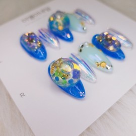 Summer in a Nail under the sea Aqua Ball Nail Tip - Almond Egg / 썸머인어네일 under the sea 아쿠아볼 네일팁 - 아몬드에그