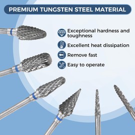 Dophee 6PCS Nail Drill Bits Set, 3/32 Inch Nail Bits Electric Nail Drill Bits Set for Home Salon Acrylic Gel Nails Manicure Pedicure Tools with Cleaning Brush