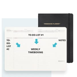 Timeboxing Planner - Weekly,Daily & Monthly Journal - Increase Productivity & Reduce Procrastination - Office,School & Home Undated Organizer,Flexible Cover - 7x9 - Black