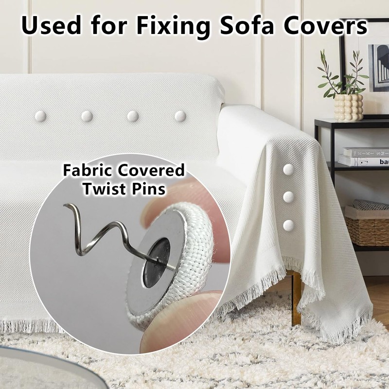 AHAILUOO Linen Fabric-Covered Twist Pins - 8 Colors Upholstery Pins