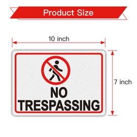 No Trespassing Sign 10×7 Inch Reflective Waterproof Adhesive Sticker, Premium Self Adhesive Night Visible Durable Vinyl, Scratch & Fade Resistant Indoor & Outdoor 3 Pack